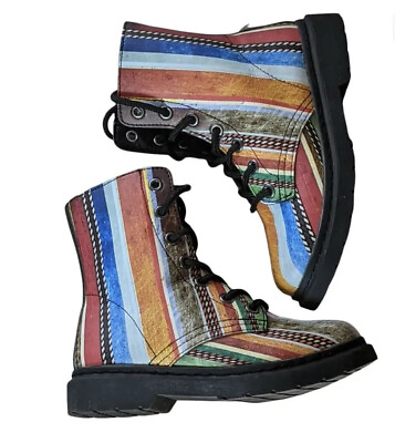 #ad Yes We Vibe Size 7.5 US Bohemian Life Vegan Leather Striped Combat Boots EU 39 $48.00