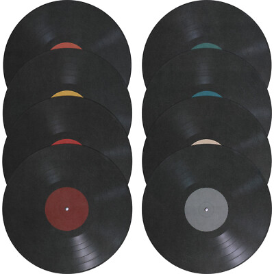 #ad 8Pcs Vinyl Record Wall Stickers Decorative Vinyl Record Decals Record Ornaments $11.69