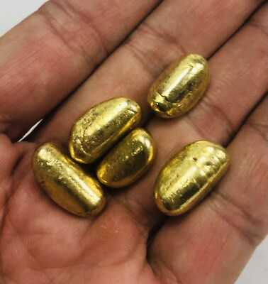 #ad 5X Pcs Gold Natural Leklai stone Thai Amulet Protect lucky Talisman Lp somporn $34.68
