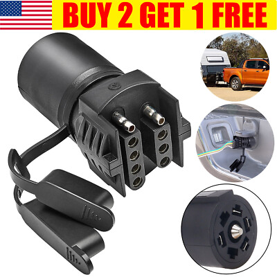 #ad 7 Way Round to 4 5 Pins Flat Trailer Adapter Wiring Plug For Truck RV Tow Lights $8.85