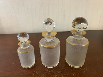 #ad Lot Of 3 Bottles Frosted Golden Crystal Of Saint Louis Price Of Set $454.06