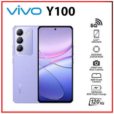 #ad Unlocked VIVO Y100 5G 8GB256GB PURPLE Dual SIM Octa Core Android Cell Phone $364.00