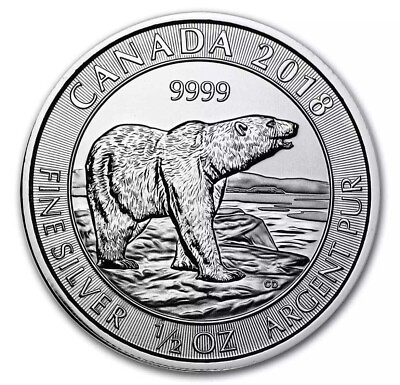 #ad 2018 $2 Canada 1 2 oz Silver Polar Bear BU Unc Brilliant Uncirculated w Capsule $21.95
