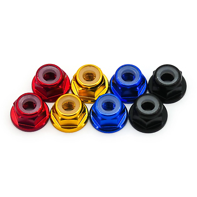 #ad 10pcs M5 Aluminum Locking Hex Nuts with Nylon Lock Insert Anodized Red Gold $7.99