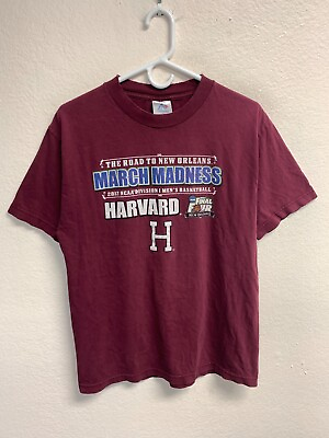 #ad Harvard Crimson Men#x27;s Basketball T Shirt Size Medium Slim 2012 Final Four *HOLES $7.99