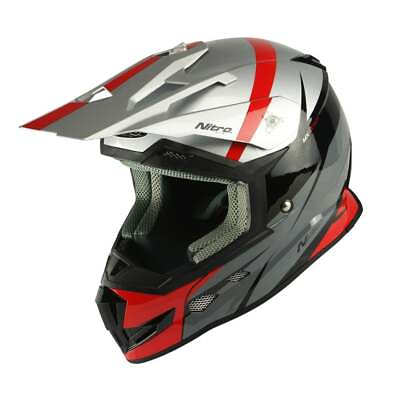#ad Nitro MX700 Recoil MX Off Road Motocross Motorbike Helmet Black Red Silver GBP 74.99