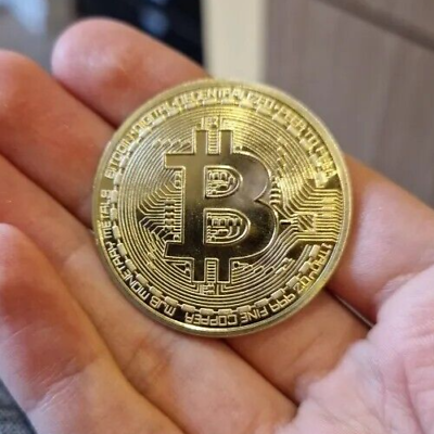 #ad Coin Bitcoin bit BTC Alloy Souvenir Gold Plate with prestigious case $7.00