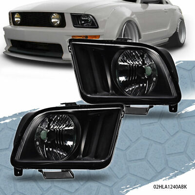 #ad Pair Headlight Head lamps Fit For 2005 2009 Ford Mustang Black Housing US New $59.85