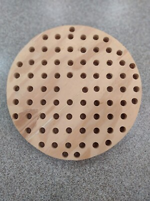 #ad Round Wood Crafting Sewing 11 1 4quot; Diameter Board with About 75 Holes $14.75