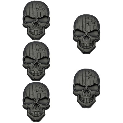 #ad 5 Pc Car Emblems Badges 3D Stickers For Vehicles Skull Metal $14.22