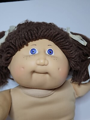 #ad 1982 Cabbage Patch Kid Brown Hair Blue Eyes Xavier Roberts Signed Tush Ponytails $28.70