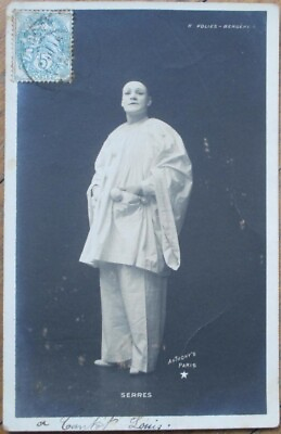 #ad Pierrot Clown Serres Folies Bergere 1905 Realphoto French Fantasy Postcard Rppc $9.99
