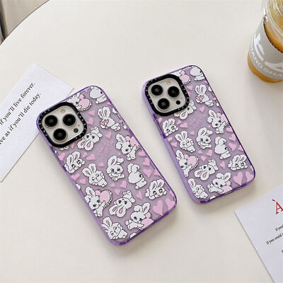 #ad Cartoon Cute Love Heart Rabbit Purple Phone Case For iPhone 14 Plus 14 13 12 Pro $8.96