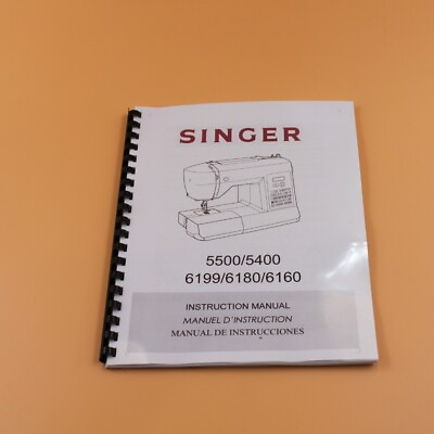 #ad Singer 5500 5400 6199 6180 6160 Owners Instruction Manual 64 Pages amp; clear cover $17.99