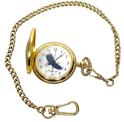 #ad Phillip Crowe Majesti Signature Series Pocket Quartz Watch Timepiece Eagle w Box $60.10