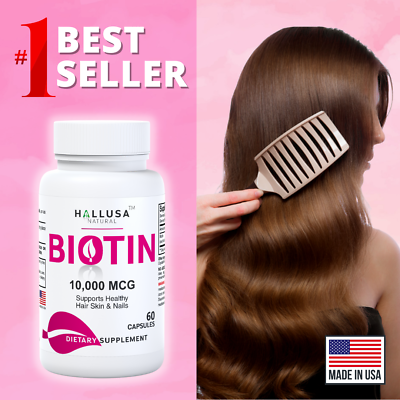 #ad BIOTIN 10000 mcg Strengthen Hair Nails Skin Glucose Sugar Support 60 Cap $14.48