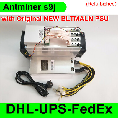 Refurbished Bitmain AntMiner S9J 14.5T Asic BTC BCH miner with NEW PSU $646.00