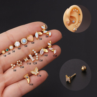 #ad Tragus 16G Crystal Helix Cartilage Ear Piercing Studs Screw in Earring $0.99