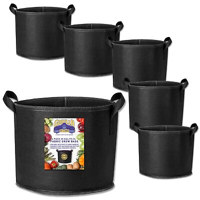#ad Grow Bags 20 Gallon 6 Pack with Handles for Plants Seeding Indoor or Outdoor ... $34.44