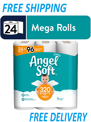 #ad #ad Angel Soft Toilet Paper 24 Mega Rolls = 96 Regular Rolls 2 Ply free shipping $14.43