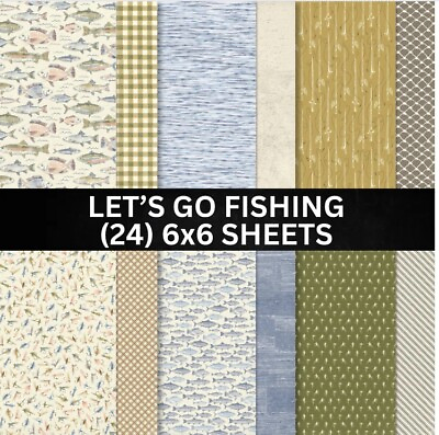 #ad Stampin Up LET’S GO FISHING Designer Series Paper Father’s Day 24 6x6 Sheets $15.87
