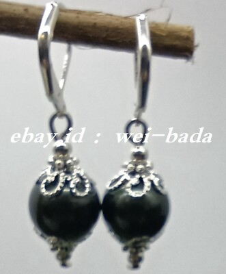 #ad Beautiful 10mm Black Obsidian Round Gemstone Beads Earrings $2.99