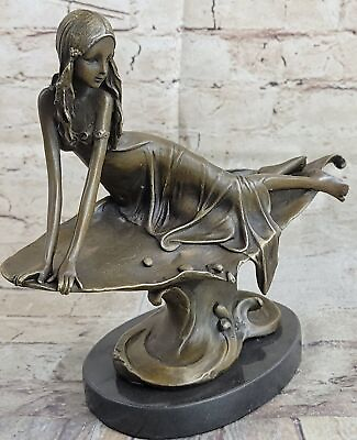 #ad Art Deco Semi Nude Girl Resting Bronze Sculpture Home Office Decoration Art $309.00