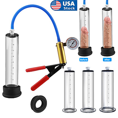 #ad #ad Men Male Penis Pump Male Enhancer Enlarger Enlargement Cylinder Hand Pump Kit ED $28.99