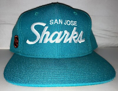 #ad Vtg San Jose Sharks Sports Specialties Script Snapback Hat Cap 90s Nhl Hockey $99.99