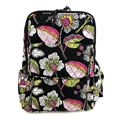 #ad Vera Bradley Campus Backpack Moon Blooms Quilted Floral Rucksack Back To School $47.96