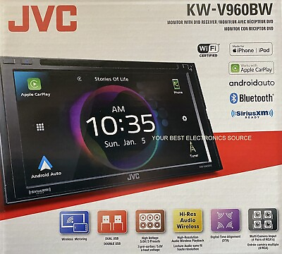#ad NEW JVC KW V960BW 2 DIN Car Audio Receiver DVD Apple CarPlay amp; Android Auto $629.95