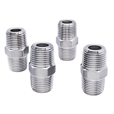 #ad High Pressure 1 8quot; 1 4quot; 3 8quot; 1 2quot; BSPT NPT Male Hex Nipple Stainless Connector $9.61