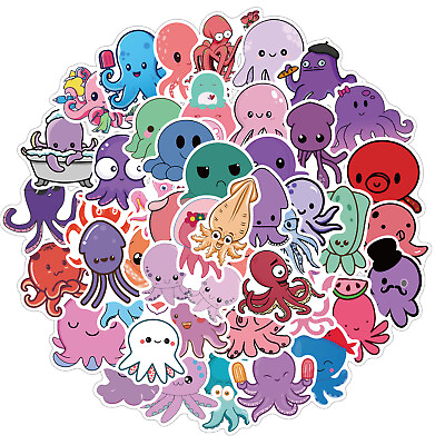 #ad 50pc Cartoon Octopus Stickers for Water Bottle Luggage Laptop Cup Graffiti Decor $4.99