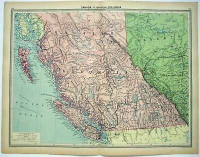 #ad British Columbia Original Map c1906 by G Philip amp; Son. Canada Antique $24.00