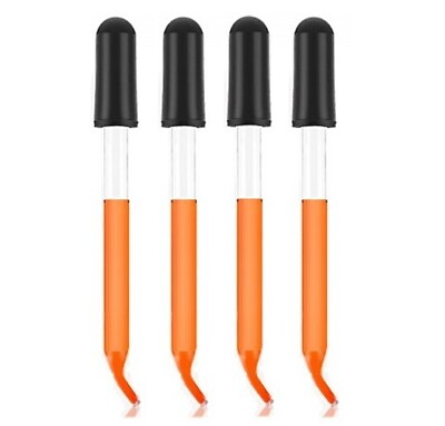 #ad Set of 4 Medicine Art Essential Oils Eye Glass Dropper Pipette 4quot; Curved Tip 1ml $6.99