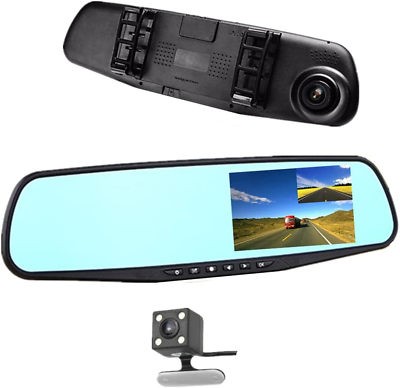 #ad Car DVR Rear View Mirror Video Recroder 4.3quot; Inch Back up Car Camera Dual Lens C $53.99