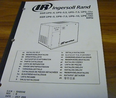 #ad Ingersoll Rand SSR UP6 5 UP6 7.5 60Hz Rotary Screw Air Compressor Parts Catalog $279.30