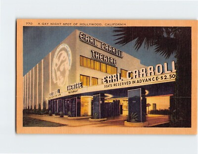 #ad Postcard Earl Carroll Theatre Gay Night Spot Hollywood California USA $8.39