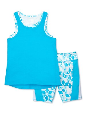 #ad Athletic Works Girls Active 2 Fer Tank and Bike Printed Bike Shorts 2 Piece $13.59