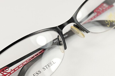 #ad APPLE BOTTOMS AB700 2 Black 53 17 135 S Steel Semi Rimless Eyeglass Frames E54 $24.99