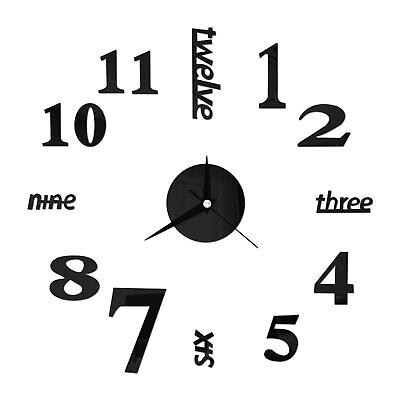 #ad Decorative Clock Waterproof Shatter Resistant 3d Effect English Decorative Black $12.36