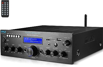 #ad Pyle Compact Bluetooth Stereo Amplifier 200 Watt Desktop Audio Power Amp $52.99