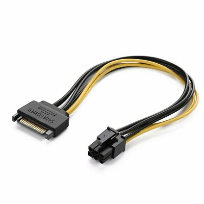 #ad 15pin SATA Power to 6pin PCIe PCI e PCI Express Adapter Cable for Video Card $3.35