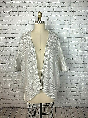 #ad Wooden Ships Womens Sweater Cream Open Front Cardigan Wool Size Small Medium $30.00