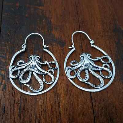 #ad Elegant 925 Sterling Silver New Fashion Charms Octopus Drop Dangle Hoop Earrings $15.74