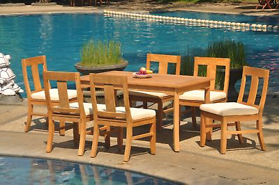 #ad DSOS A Grade Teak 7pc Dining Set 60quot; Rectangle Table 6 Armless Chair Outdoor $2382.33