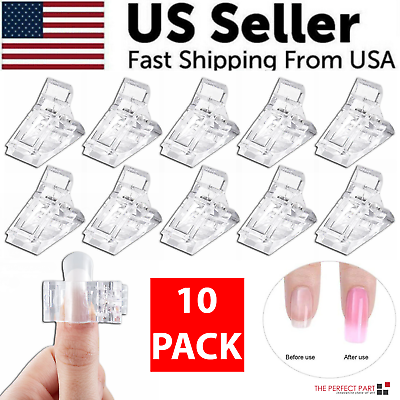 #ad 10 PCS Nail Tips Clip Quick Building Poly Builder Gel DIY Extension Clamp Clips $5.99