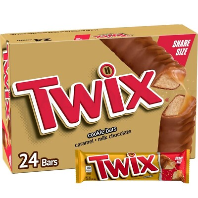 #ad TWIX Caramel Chocolate Cookie Candy Share Size 3.02 oz Bars Lot of 24 $25.99