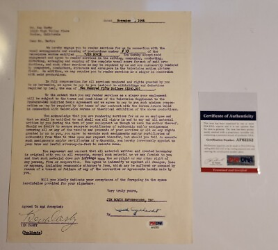 #ad Wizard Of Oz Actor Ken Darby Signed Contract PSA DNA COA Autograph Auto Mayor 12 $139.00