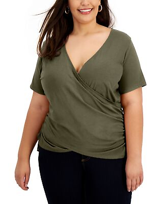 #ad INC International Concepts Plus Size Cotton Side Ruched T Shirt $29.47